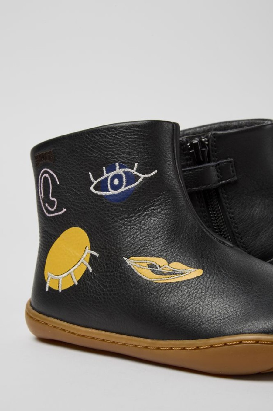 Kids CamperLab Boots | Black Leather Ankle Boots