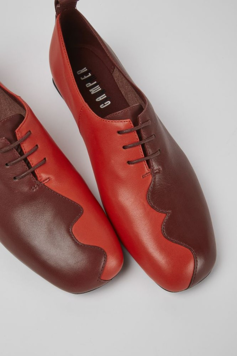 Women CamperLab Formal Shoes | Burgundy And Red Leather Shoes