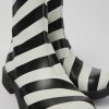 Women CamperLab Ankle Boots | Black And White Leather Ankle Boots For Women