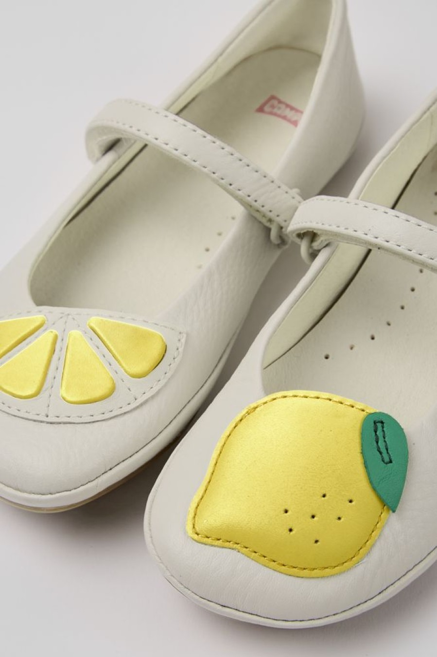 Kids CamperLab Ballerinas | White Leather Ballerinas For Girls