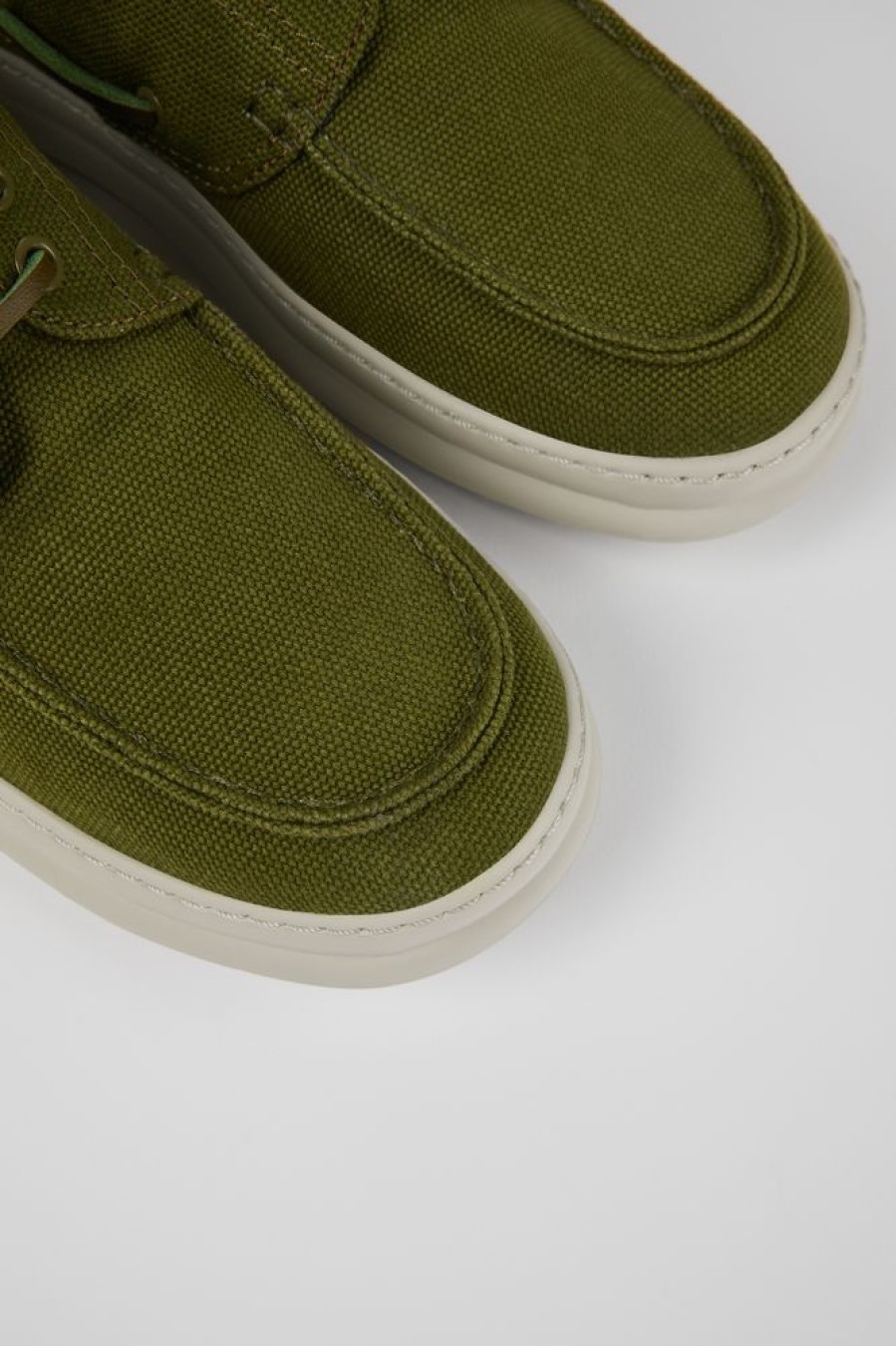 Men CamperLab Casual Shoes | Green Textile Boat Shoe For Men