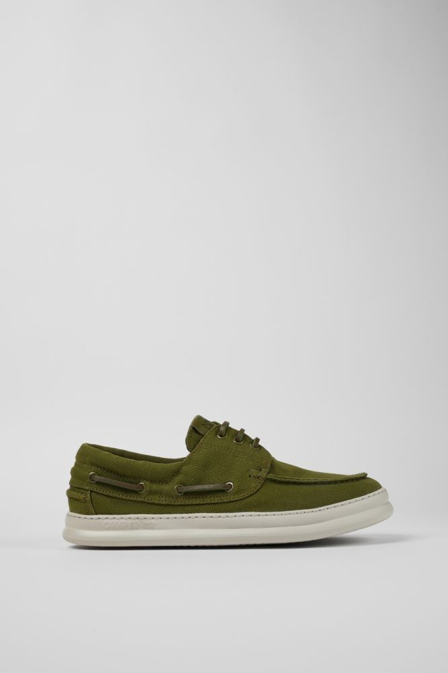 Men CamperLab Casual Shoes | Green Textile Boat Shoe For Men