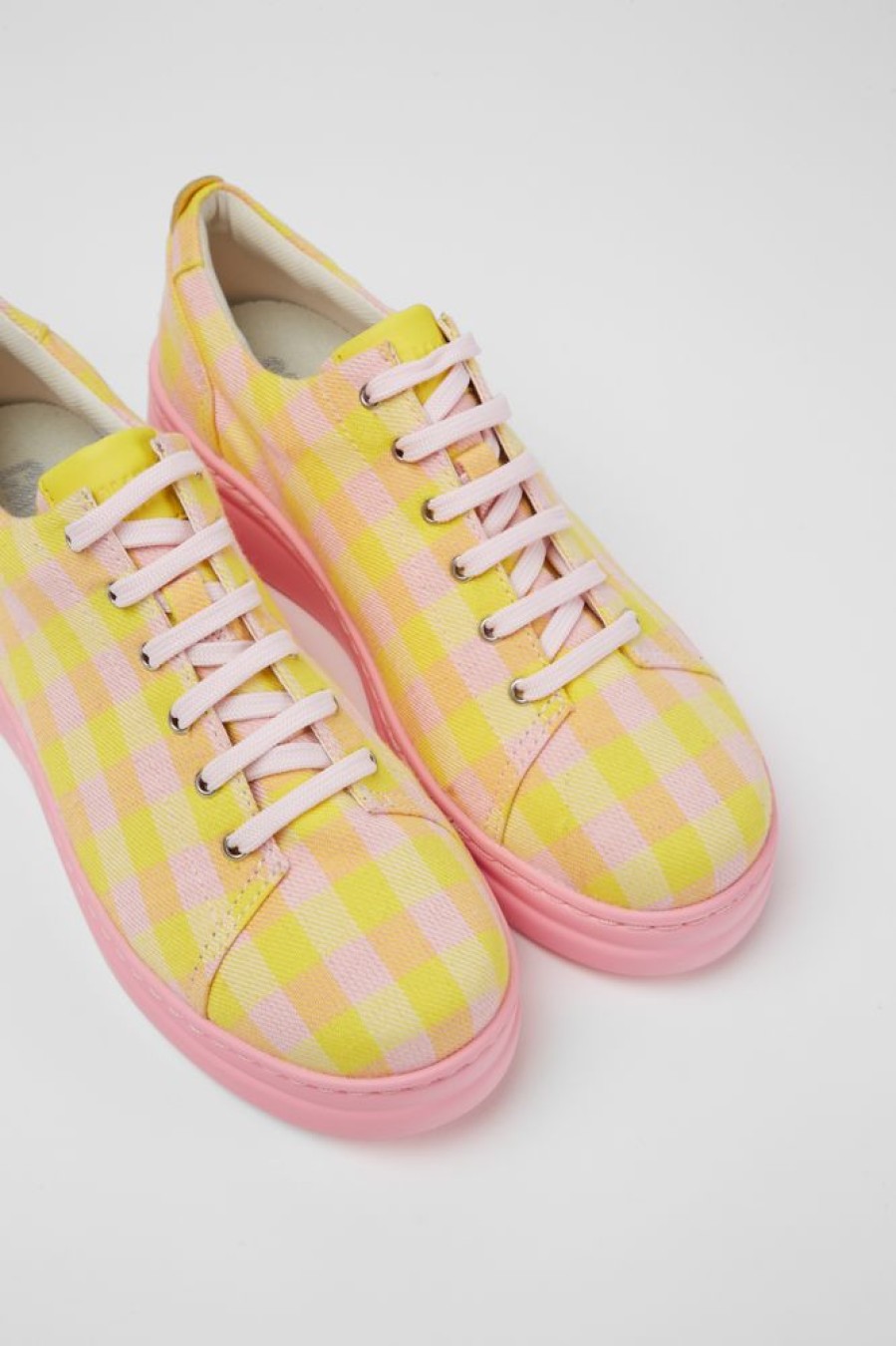 Women CamperLab Sneakers | Yellow And Pink Recycled Cotton Sneakers For Women