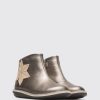 Kids CamperLab Boots | Beige Metallic Twin Zip Boot For Girls