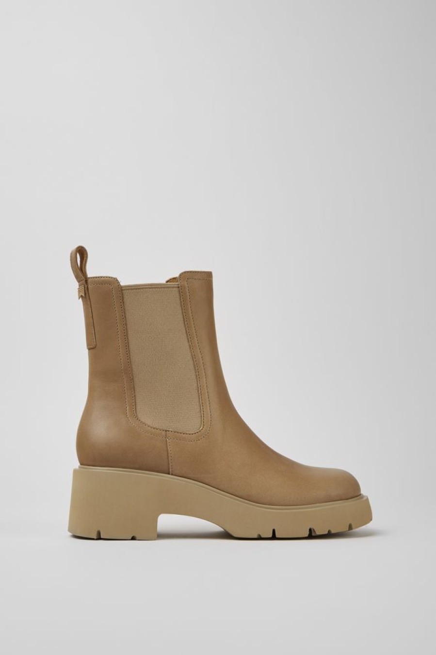 Women CamperLab Ankle Boots | Beige Leather Chelsea Boots For Women