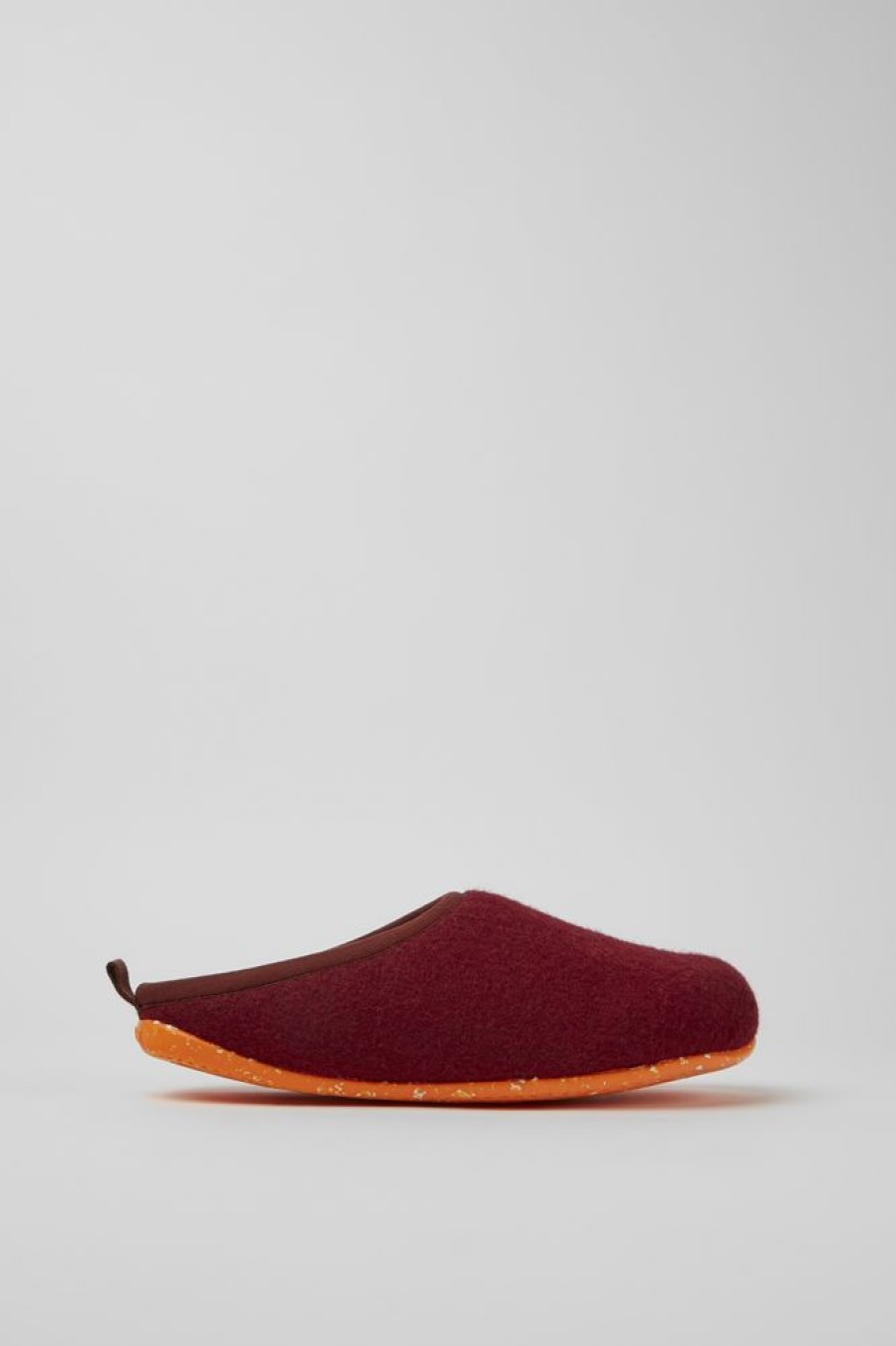 Men CamperLab Slippers | Burgundy Wool Slippers For Men