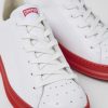 Men CamperLab Sneakers | White And Red Leather Sneakers For Men