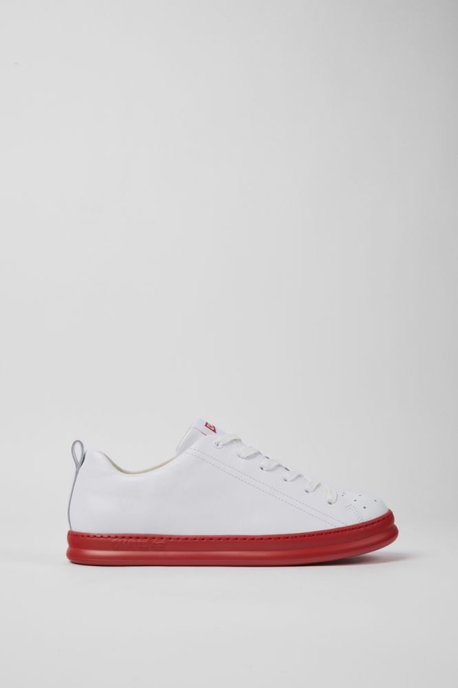 Men CamperLab Sneakers | White And Red Leather Sneakers For Men