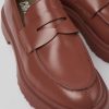 Men CamperLab Formal Shoes | Red Leather Moccasin For Men