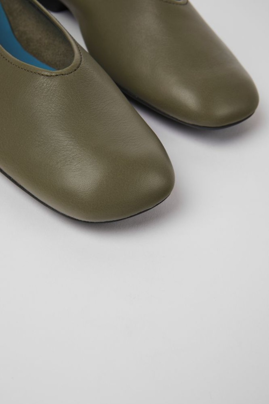 Women CamperLab Flat Shoes | Green Leather Ballerinas For Women