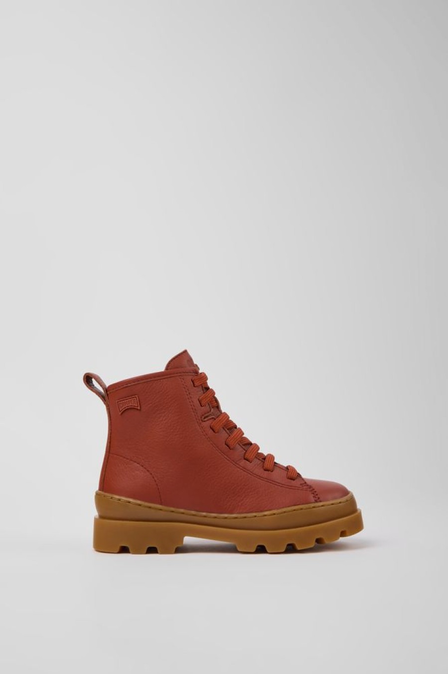 Kids CamperLab Boots | Red Leather Ankle Boots For Kids