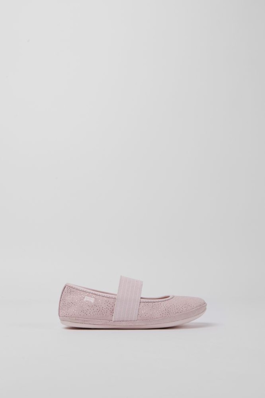 Kids CamperLab Ballerinas | Pink Nubuck Ballerinas With Glitter Effect For Girls