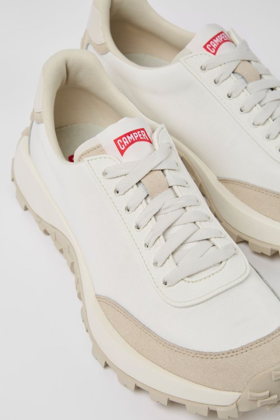 Men CamperLab Sneakers | White Textile And Nubuck Sneakers For Men