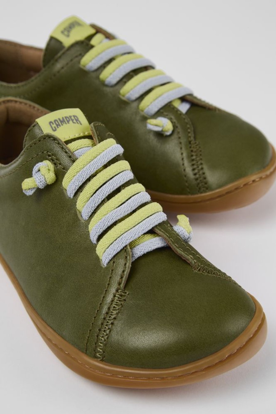 Kids CamperLab Hook And Loop | Green Leather Slip-On