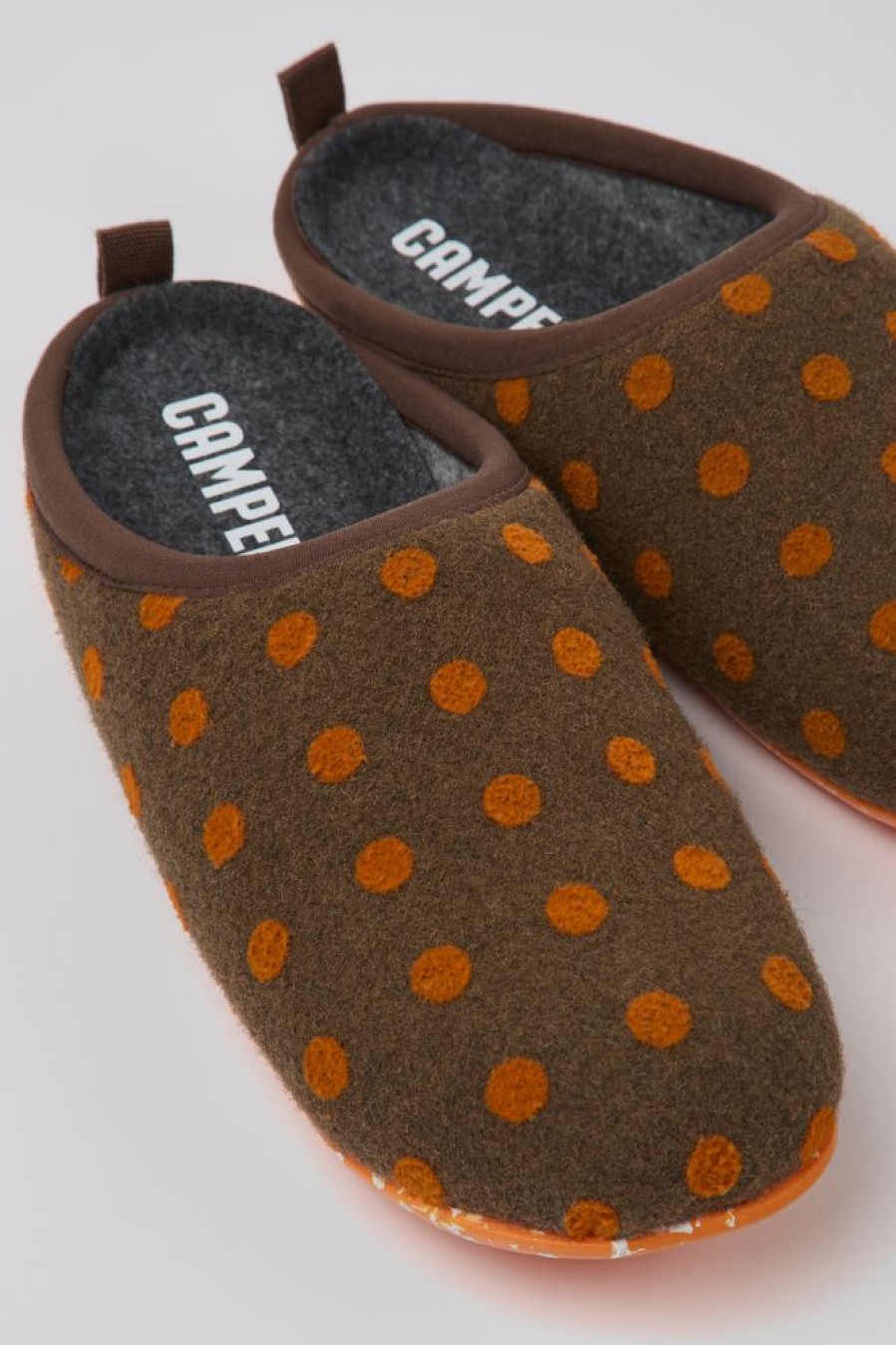 Women CamperLab Slippers | Brown And Orange Wool Slippers For Women