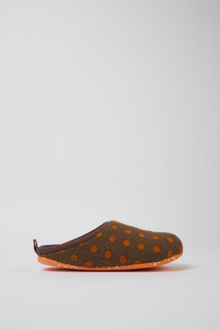 Women CamperLab Slippers | Brown And Orange Wool Slippers For Women