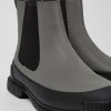 Men CamperLab Formal Shoes | Gray And Black Leather Chelsea Boots For Men