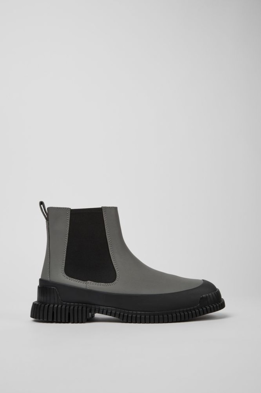 Men CamperLab Formal Shoes | Gray And Black Leather Chelsea Boots For Men