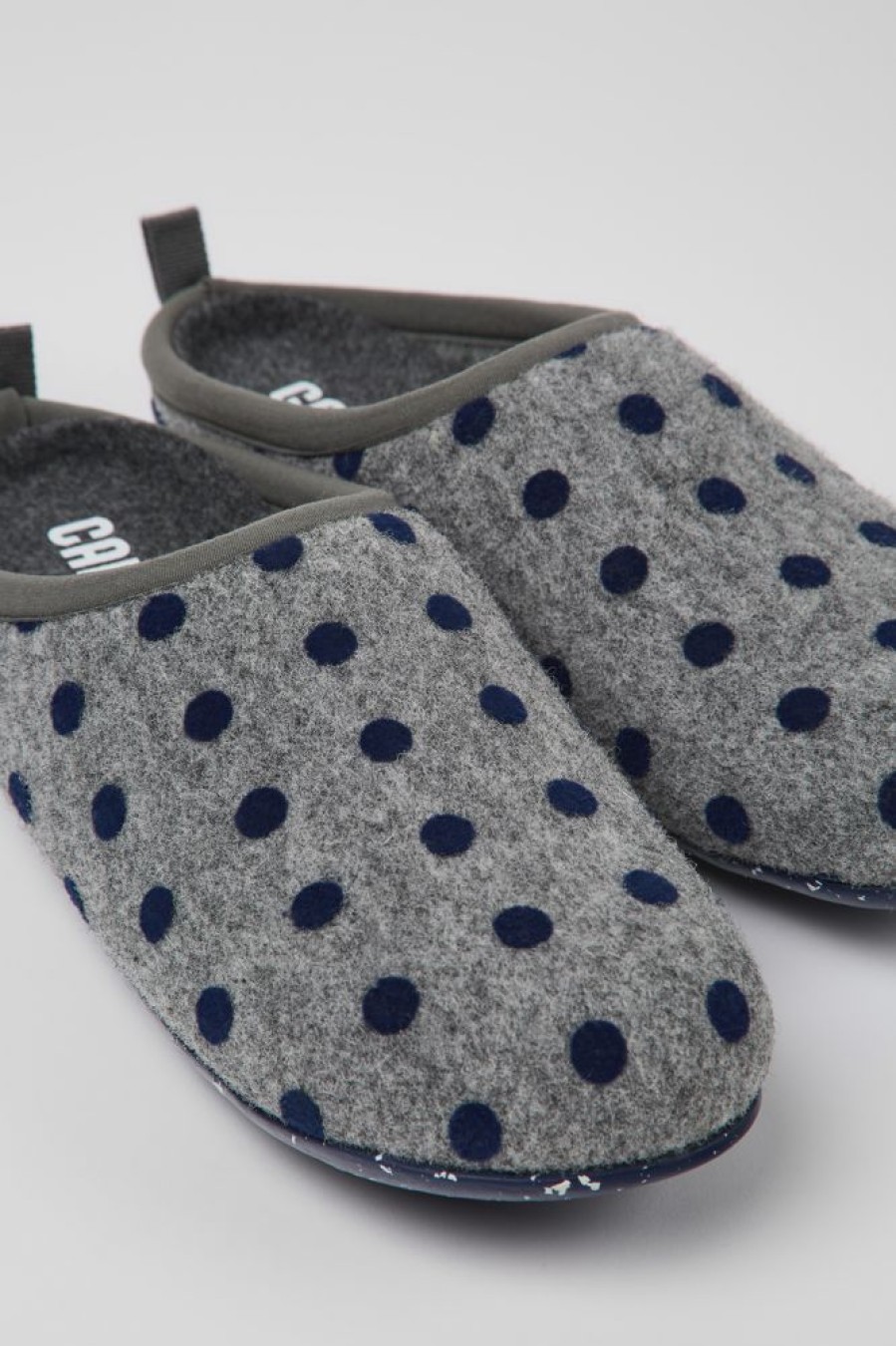 Women CamperLab Slippers | Gray And Blue Wool Slippers For Women