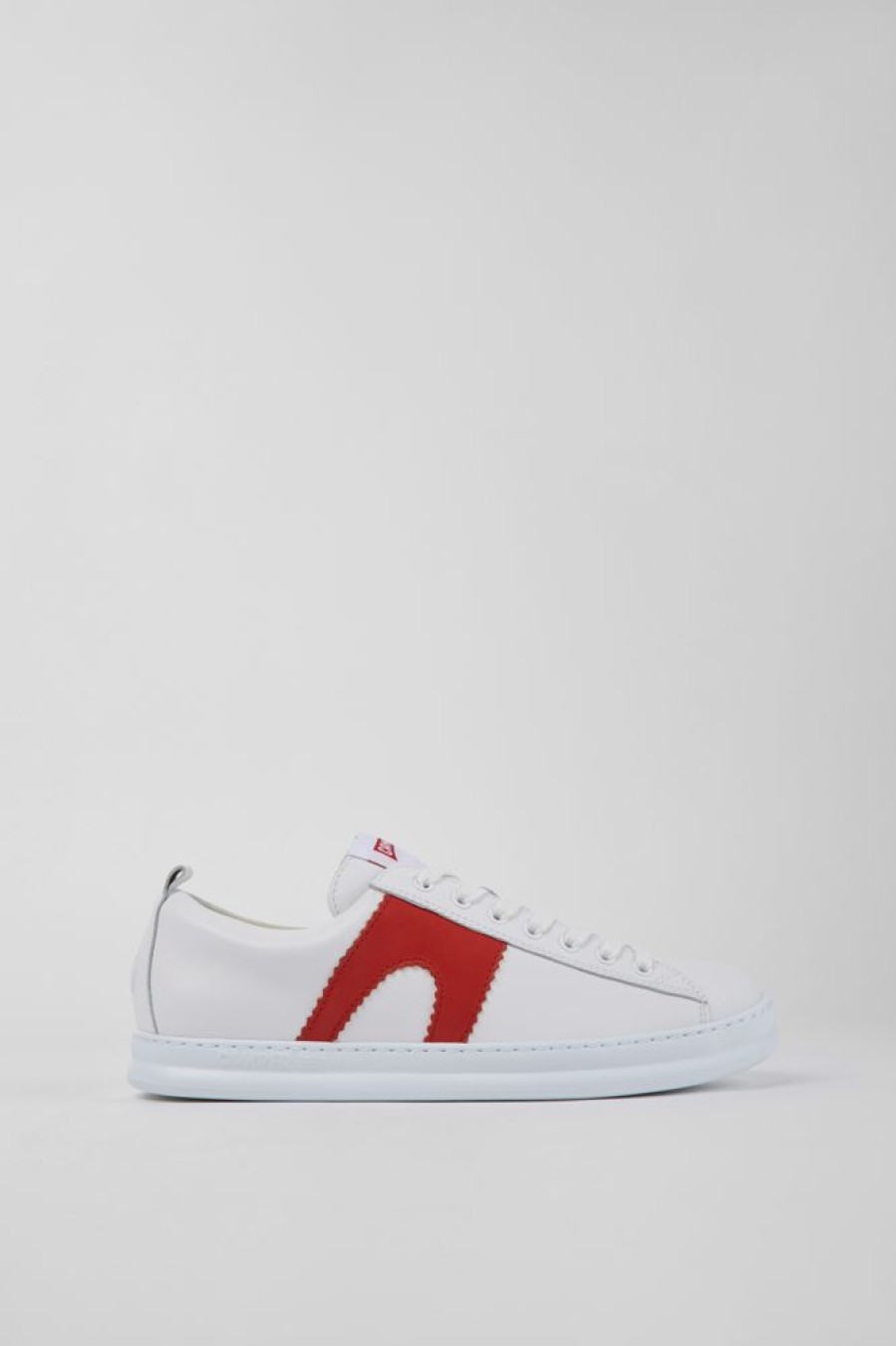 Men CamperLab Sneakers | White And Red Leather Sneakers For Men