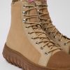 Men CamperLab Casual Shoes | Beige Textile And Leather Ankle Boots For Men