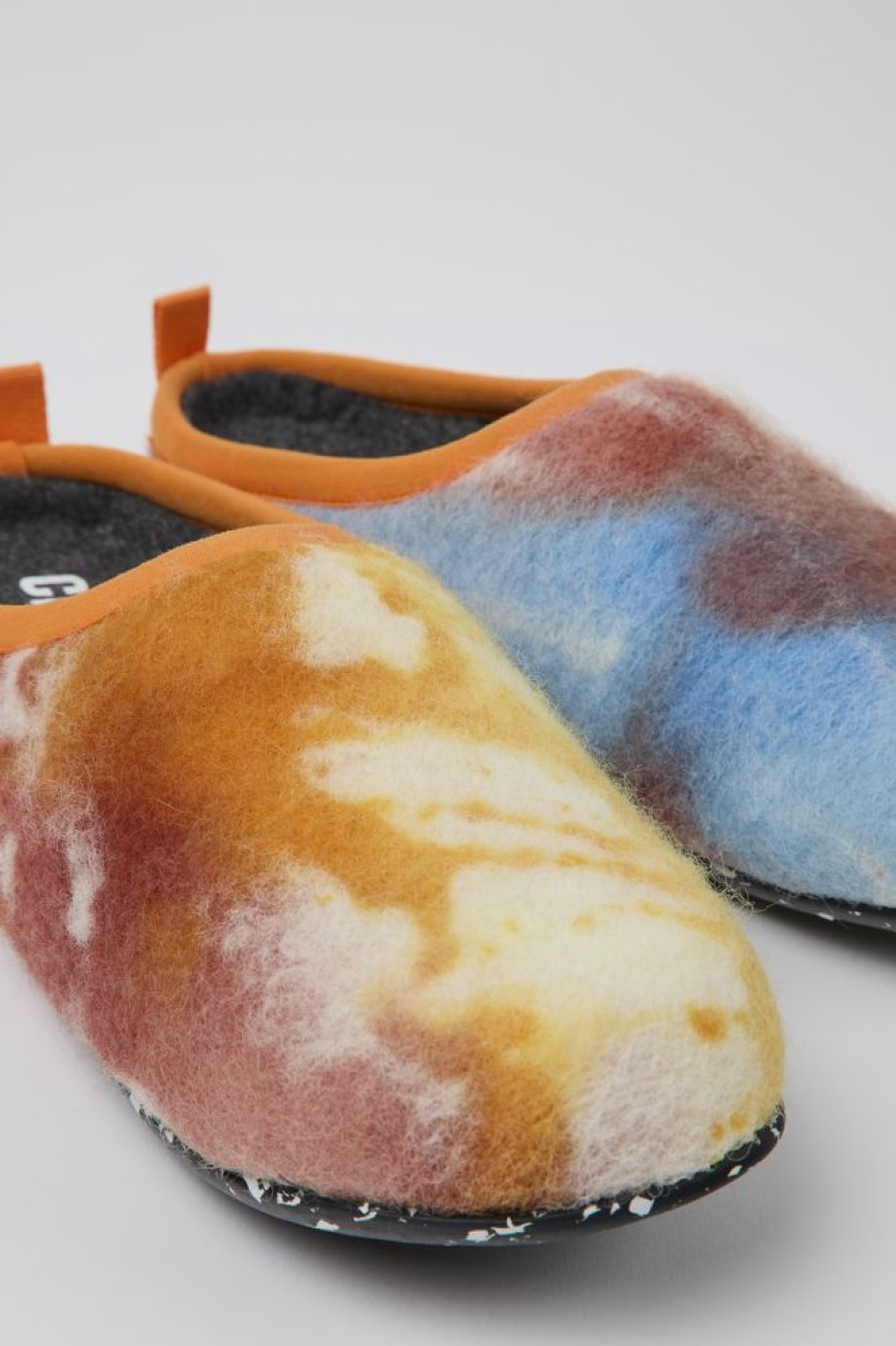 Women CamperLab Slippers | Orange, Blue, And White Recycled Wool Slippers For Women