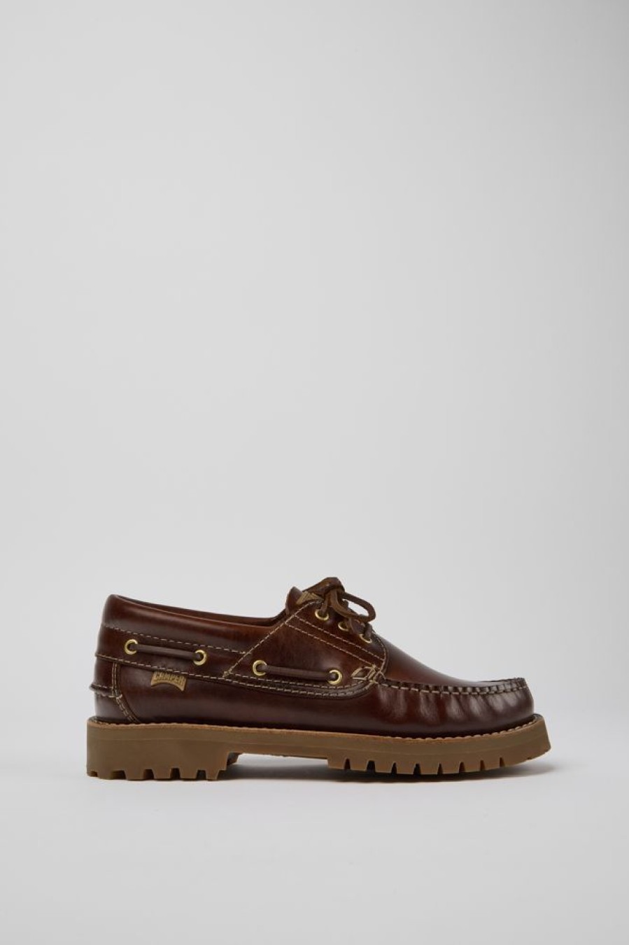 Men CamperLab Casual Shoes | Brown Boat Shoe For Men