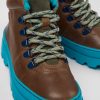 Kids CamperLab Boots | Brown Leather And Textile Ankle Boots For Kids