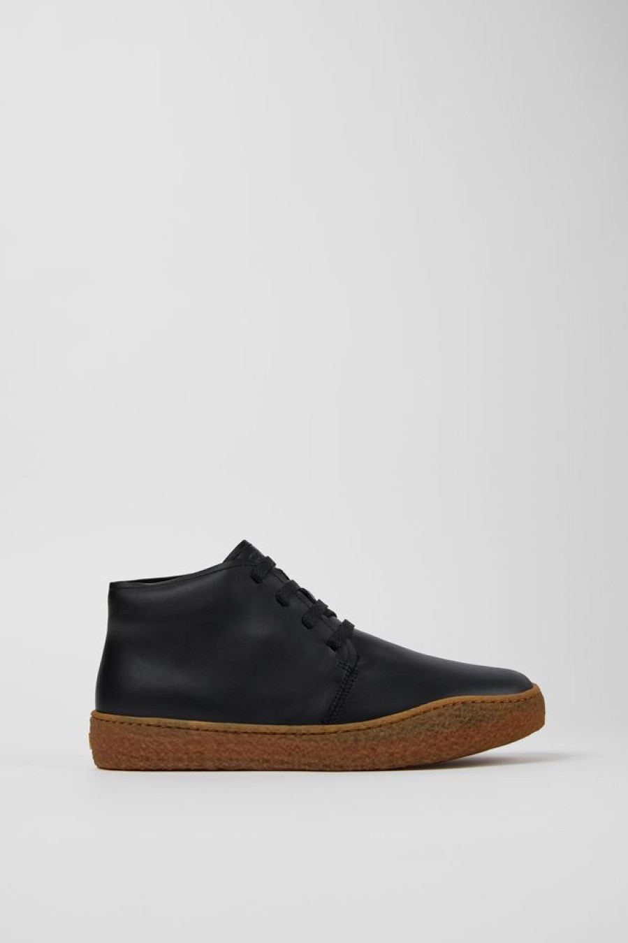 Men CamperLab Ankle Boots | Black Leather Desert Boot For Men