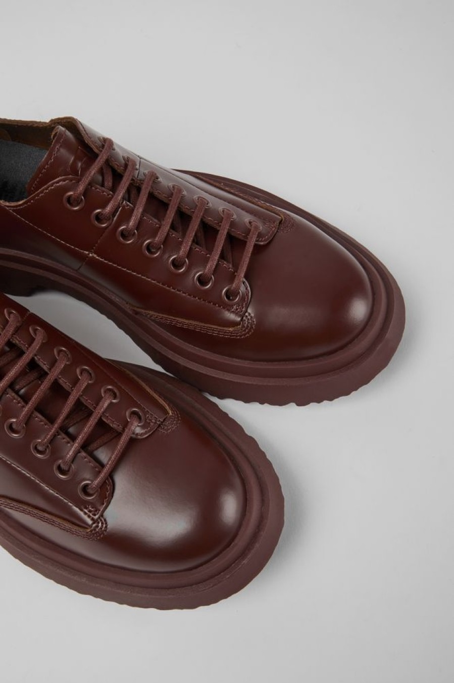 Women CamperLab Formal Shoes | Burgundy Leather Lace-Up Shoes