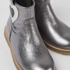 Kids CamperLab Boots | Silver Leather Zip-Up Boots