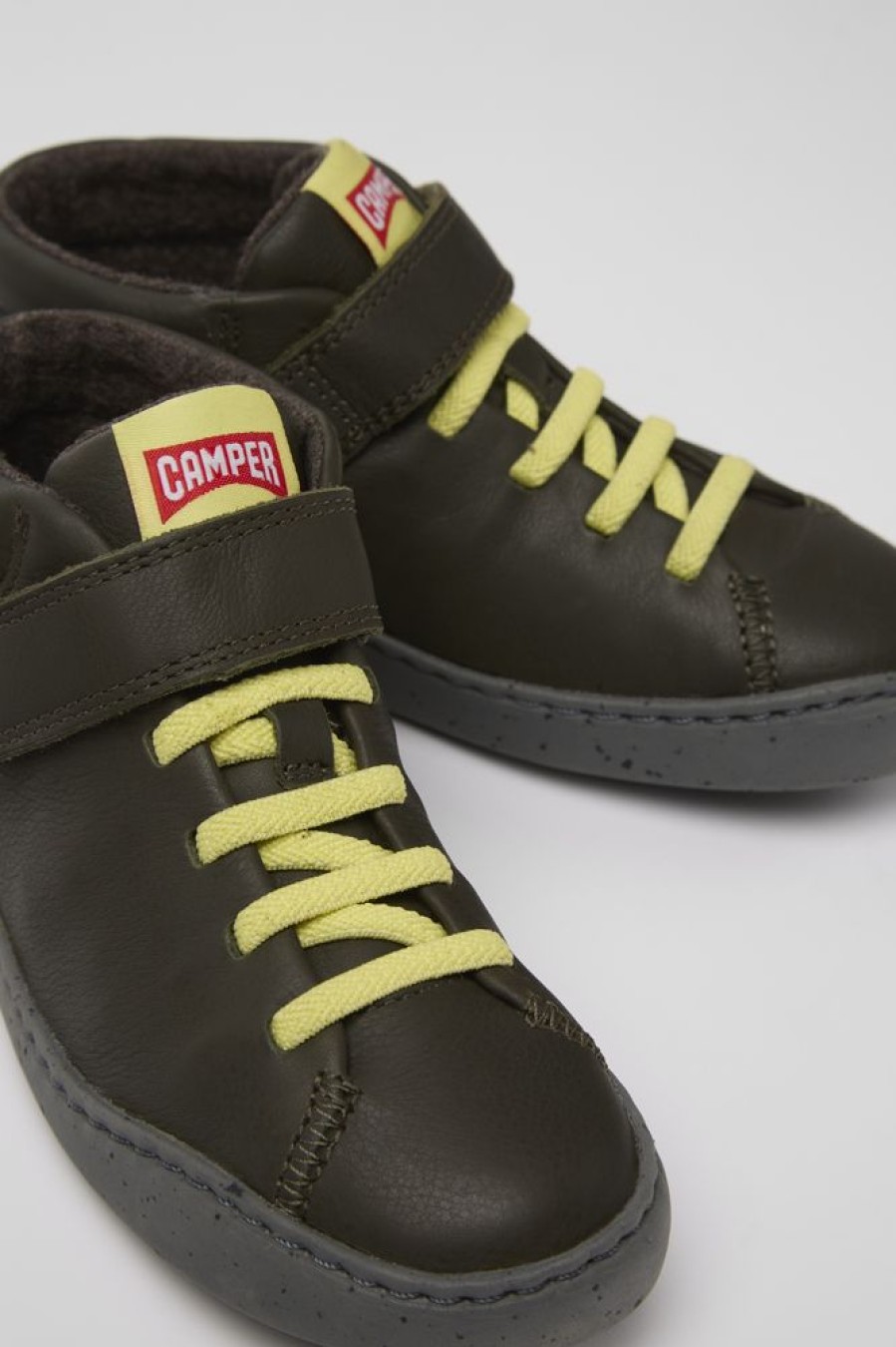 Kids CamperLab Sneakers | Green Leather Boots