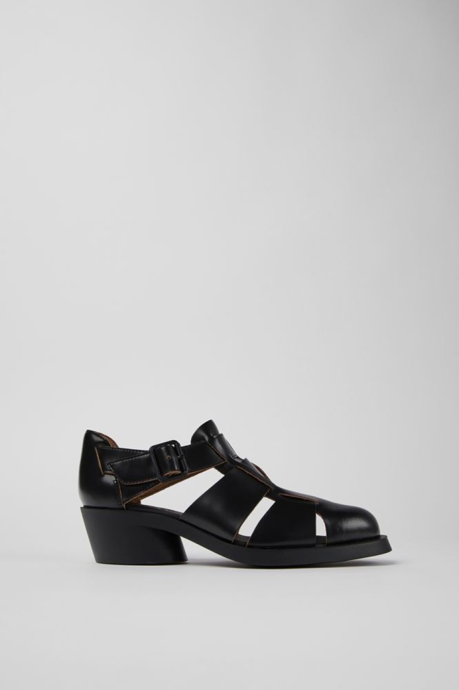 Women CamperLab Formal Shoes | Black Leather Sandal For Women