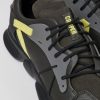 Men CamperLab Sneakers | Dark Gray And Yellow Leather Sneakers For Men