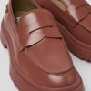 Women CamperLab Formal Shoes | Red Leather Loafer For Women