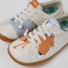 Kids CamperLab Lace Up | White Printed Leather Shoes For Kids