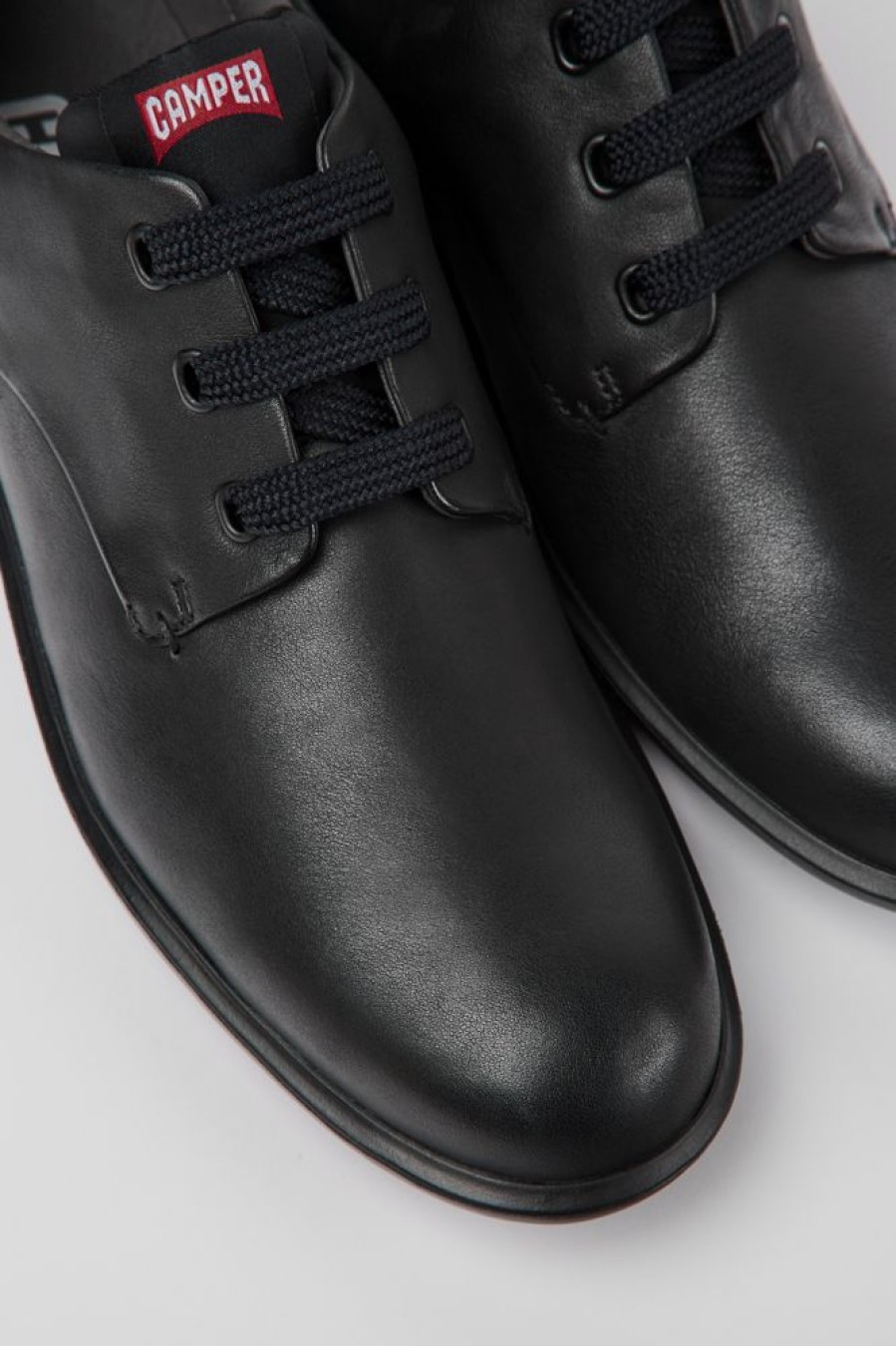 Men CamperLab Formal Shoes | Black Leather Blucher Shoes