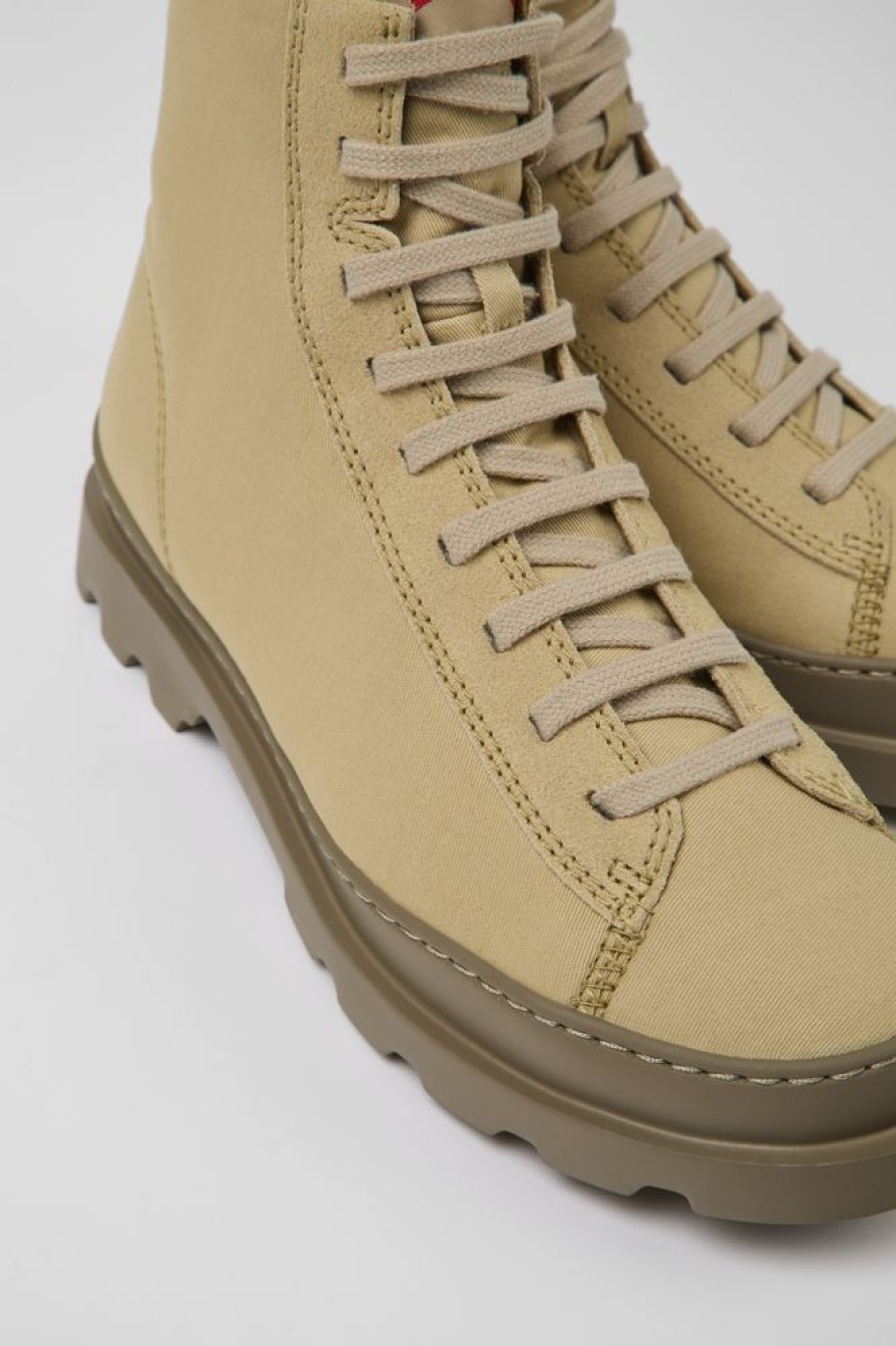 Men CamperLab Ankle Boots | Beige Textile And Nubuck Ankle Boots For Men