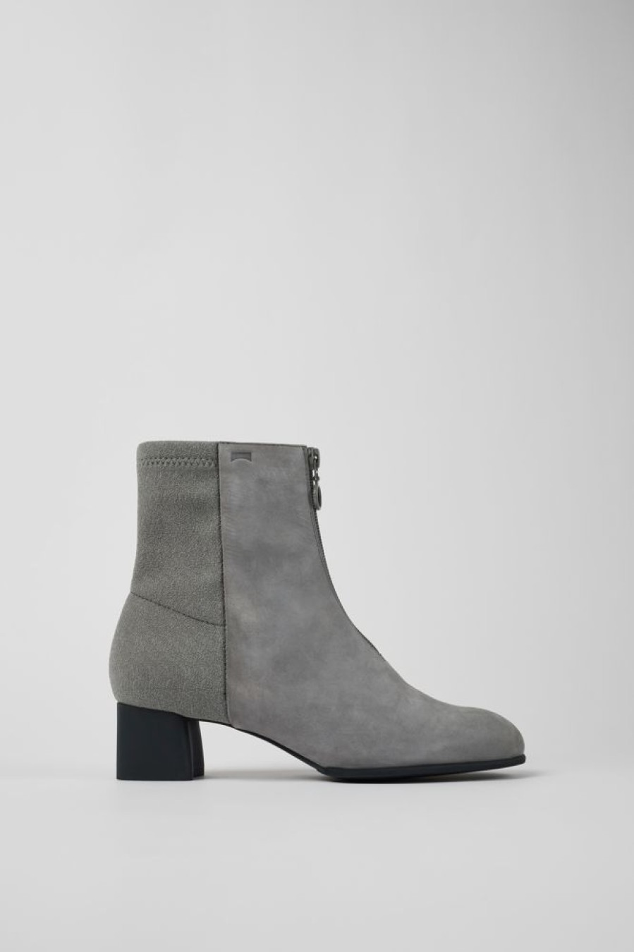 Women CamperLab Ankle Boots | Gray Nubuck Heeled Boots