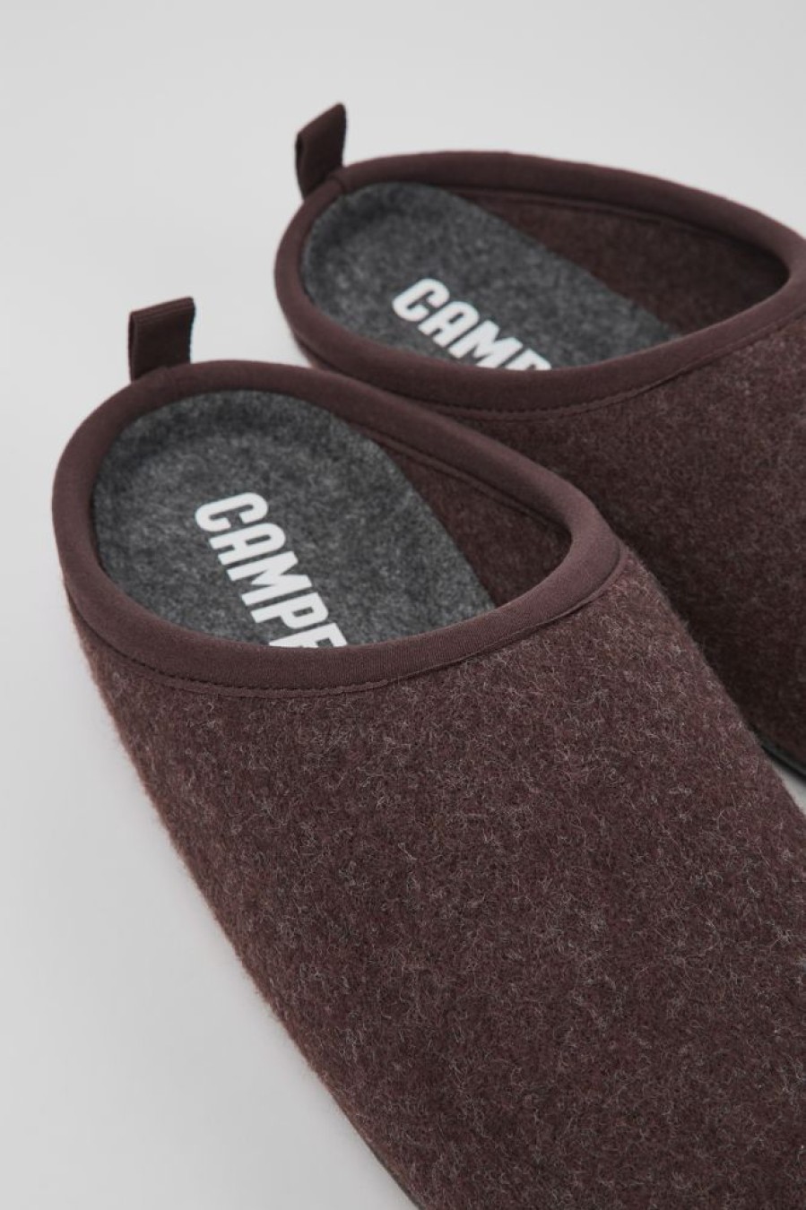 Men CamperLab Slippers | Burgundy Wool Slippers For Men