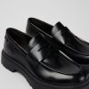 Men CamperLab Formal Shoes | Black Leather Loafers For Men