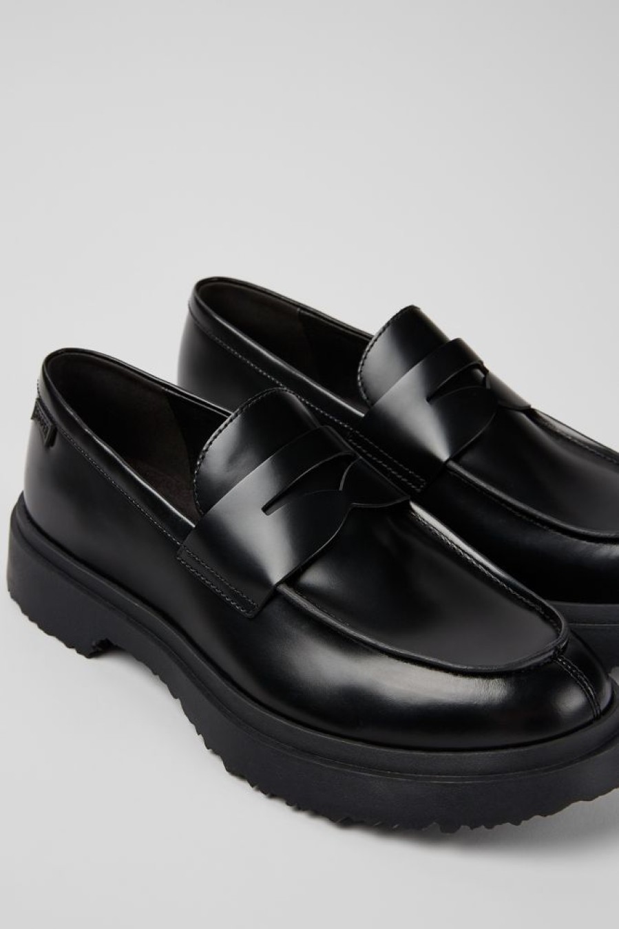 Men CamperLab Formal Shoes | Black Leather Loafers For Men