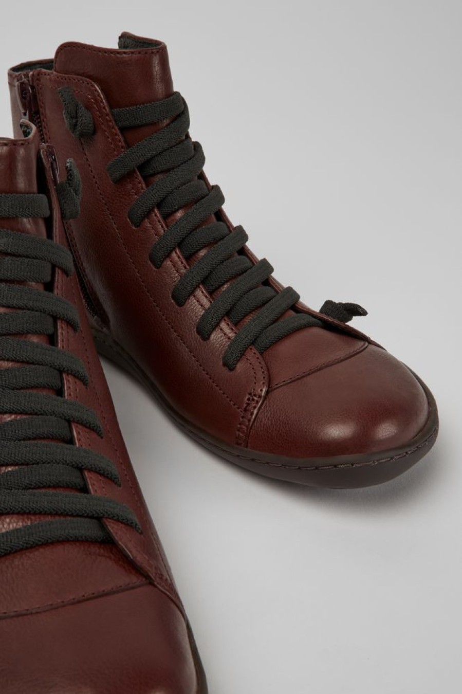 Women CamperLab Ankle Boots | Burgundy Leather Ankle Boots