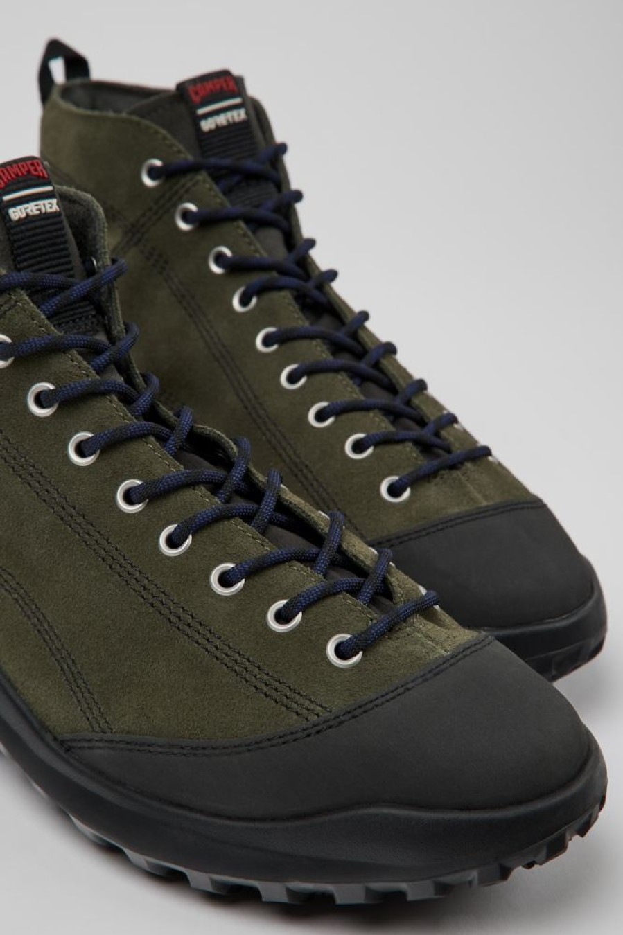 Men CamperLab Sneakers | Green Nubuck And Textile Ankle Boots For Men