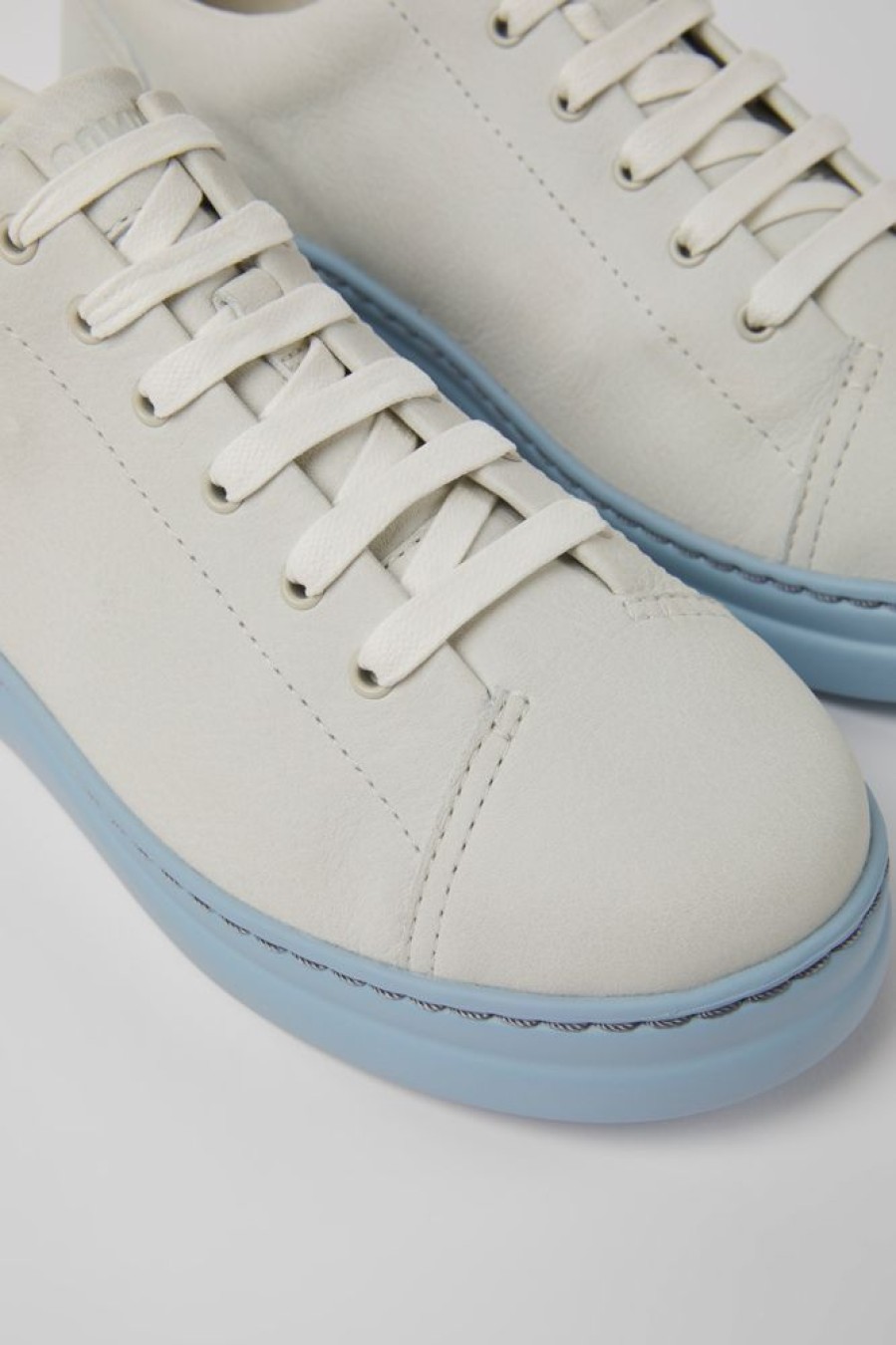 Women CamperLab Sneakers | White And Blue Non-Dyed Leather Sneakers For Women