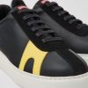 Men CamperLab Sneakers | Black Leather And Nubuck Sneakers For Men