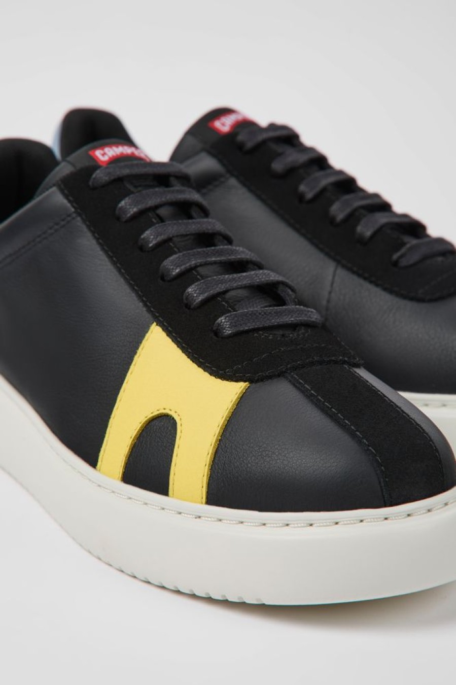 Men CamperLab Sneakers | Black Leather And Nubuck Sneakers For Men