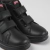 Kids CamperLab Sneakers | Black Leather And Textile Ankle Boots For Kids