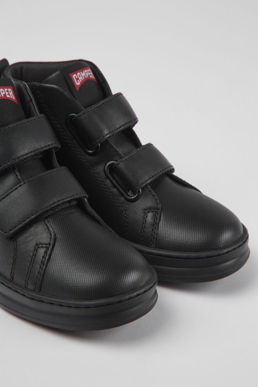 Kids CamperLab Sneakers | Black Leather And Textile Ankle Boots For Kids