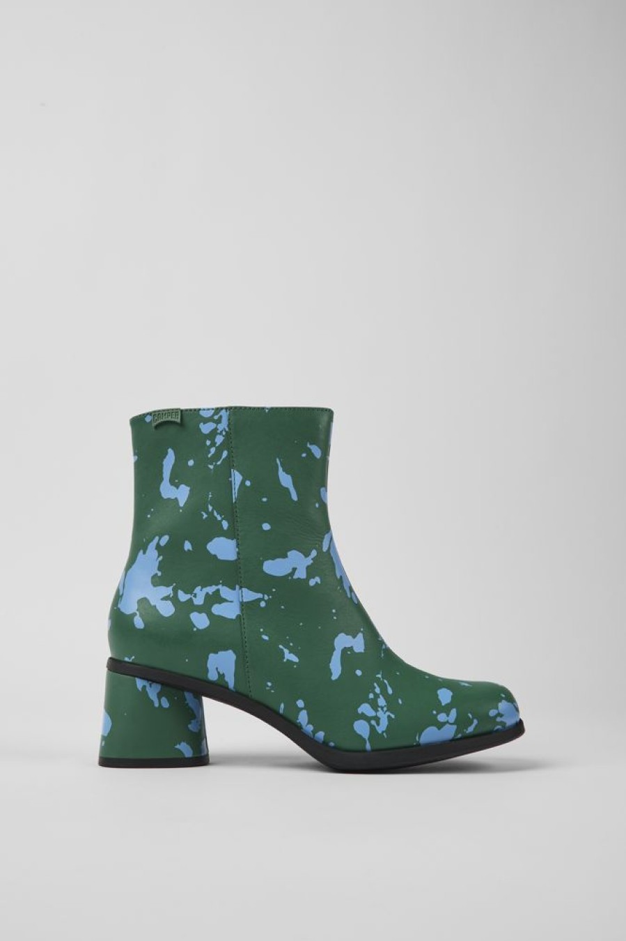 Women CamperLab Ankle Boots | Green And Blue Printed Leather Ankle Boots